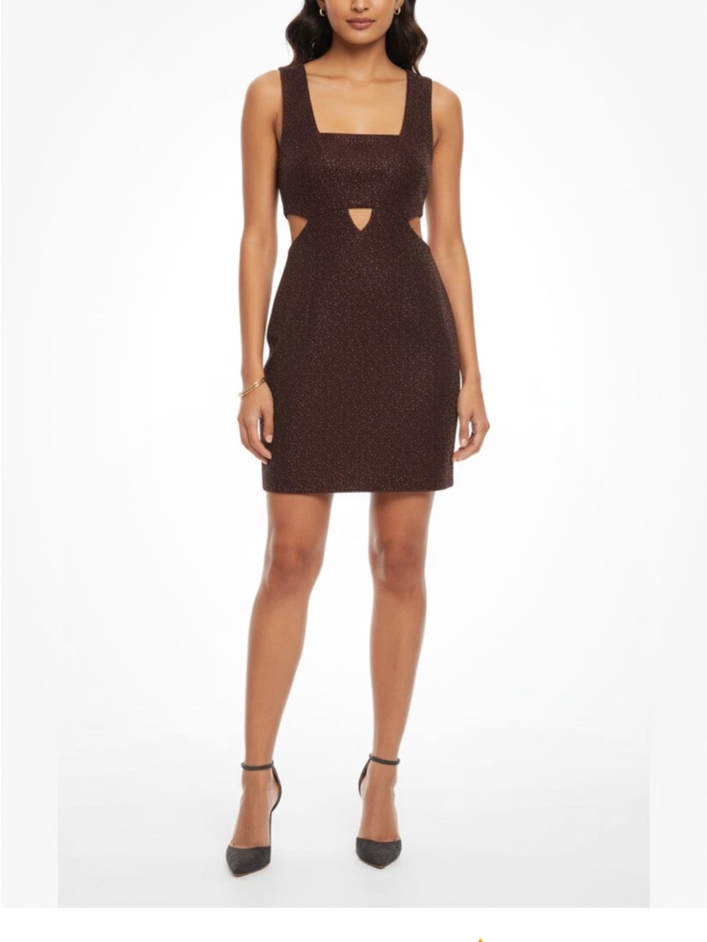 Express Brown Cutout Square-Neck Mini Dress